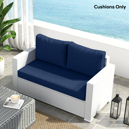 Outdoor Seat Cushions with Backrest, Loveseat Double Sofa Outdoor Furniture Cushions, Navy Blue