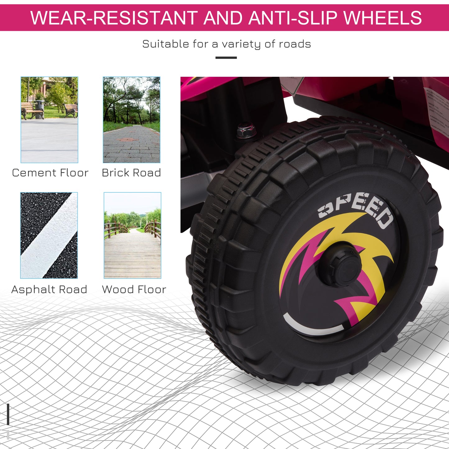 Aosom Kids Ride on ATV, 6V Battery Powered Quad Car with Forward, Reverse Switch, for Boys Girls 18-36 Months, Pink