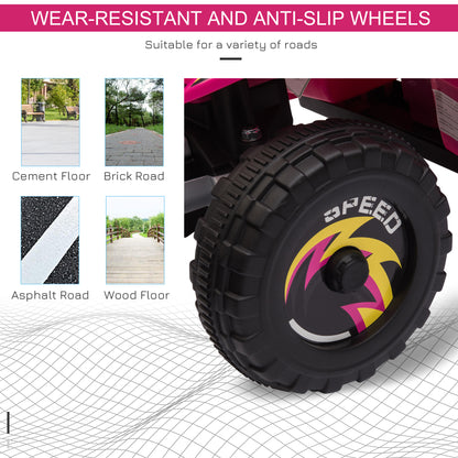 Aosom Kids Ride on ATV, 6V Battery Powered Quad Car with Forward, Reverse Switch, for Boys Girls 18-36 Months, Pink
