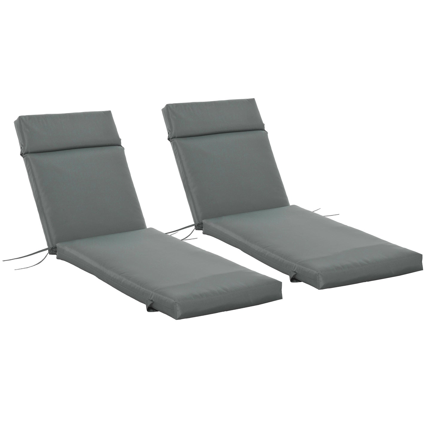 Outdoor Lounge Chair Cushion Set of 2, Non-Slip Chaise Lounge Cushions, Sun Lounger Pads, 77.2" x 21.7", Dark Grey