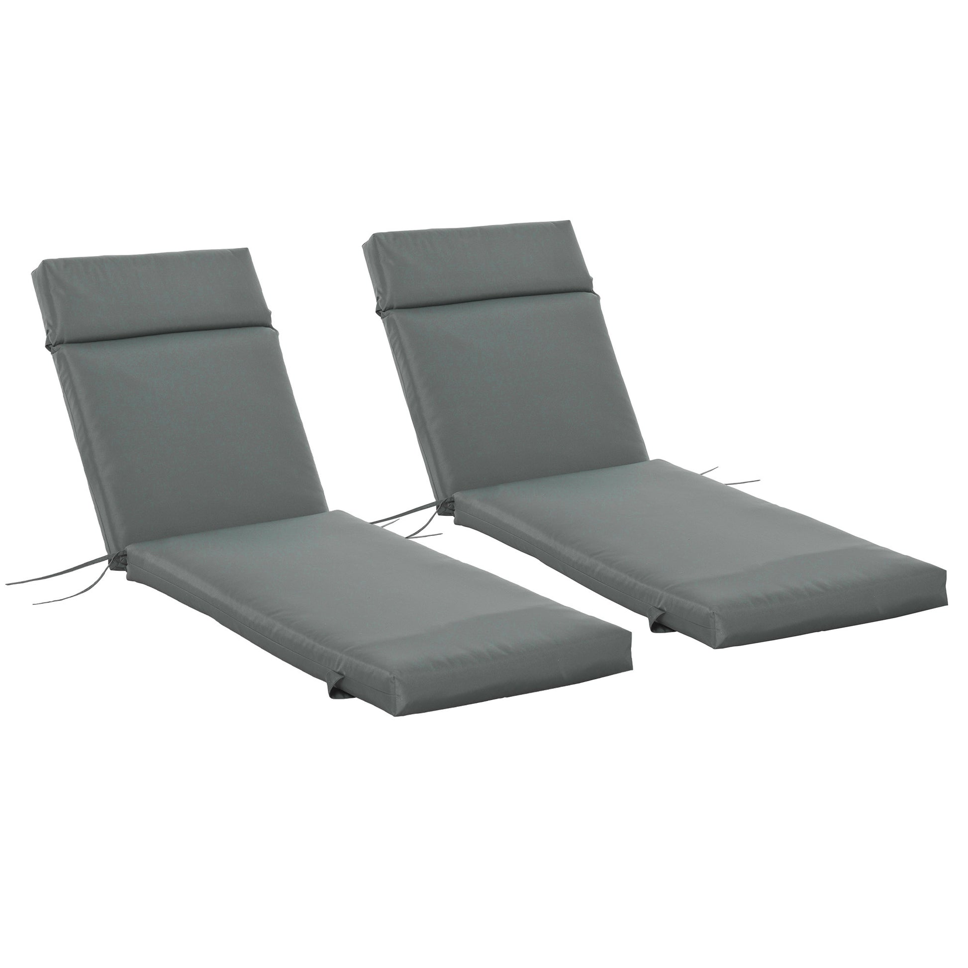 Outdoor Lounge Chair Cushion Set of 2, Non-Slip Chaise Lounge Cushions, Sun Lounger Pads, 77.2" x 21.7", Dark Grey