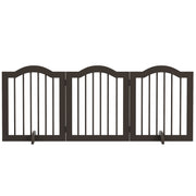24" Freestanding Pet Gate For Dogs with 2 Support Feet, Coffee
