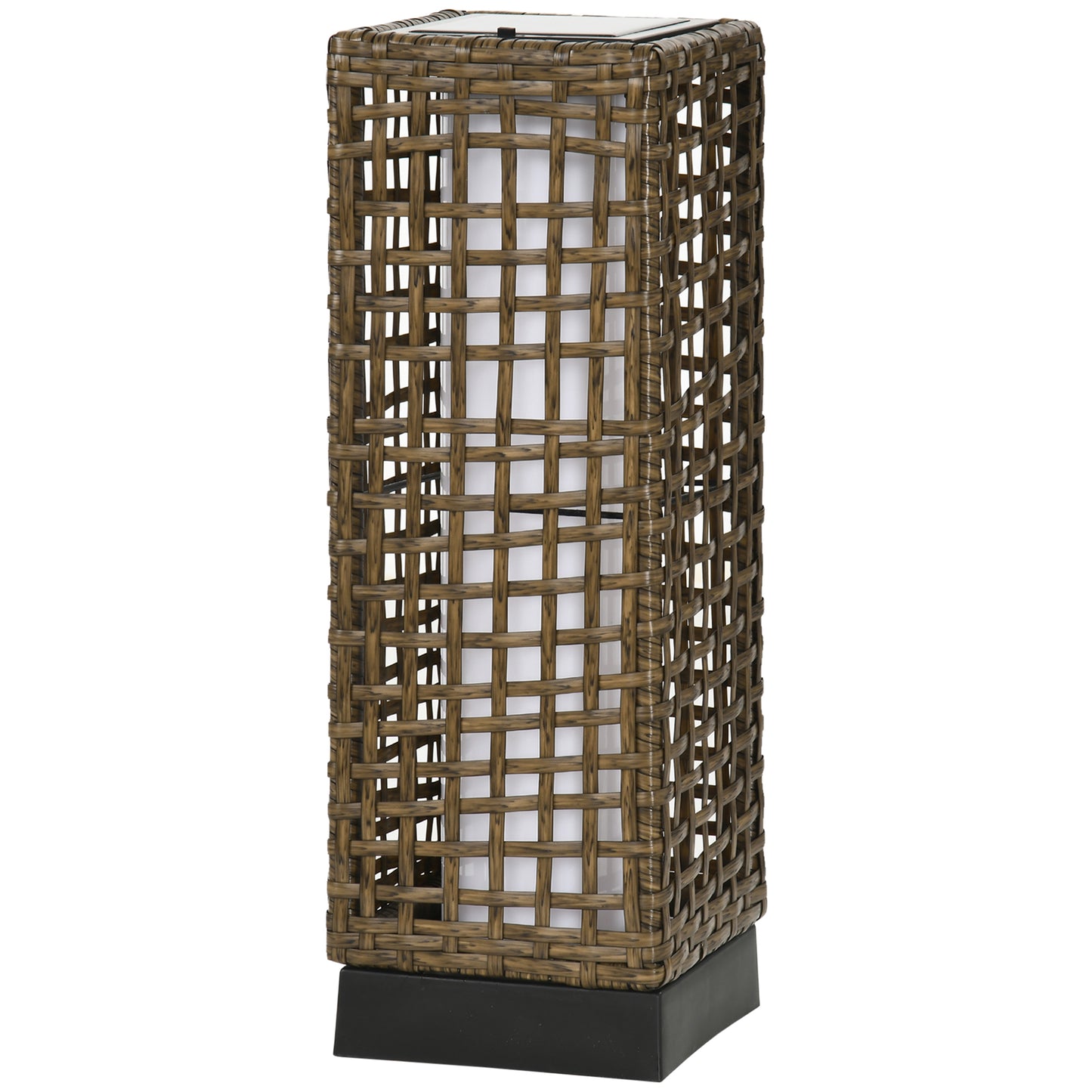 Wicker Solar Outdoor Lamp, Decorative Floor Lamp with Auto On/Off LED Lights, IP44 for Patio, Porch, Pathway, Sand