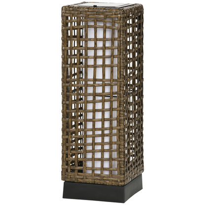 Wicker Solar Outdoor Lamp, Decorative Floor Lamp with Auto On/Off LED Lights, IP44 for Patio, Porch, Pathway, Sand