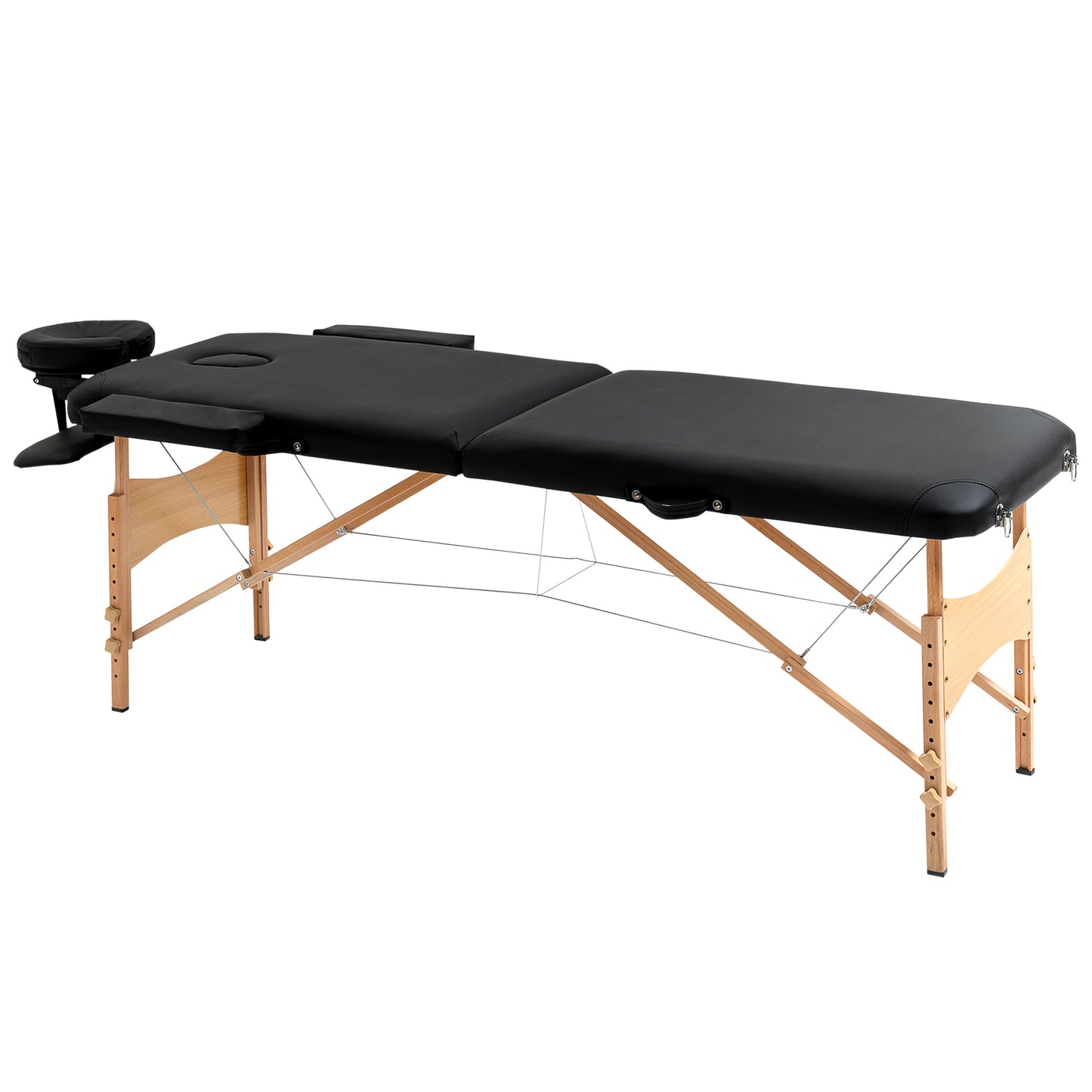83 Inch Portable Folding Massage Table, Height Adjustable Professional Salon Spa Facial Couch Bed with Free Carrying Case, Headrest, Armrests, Black