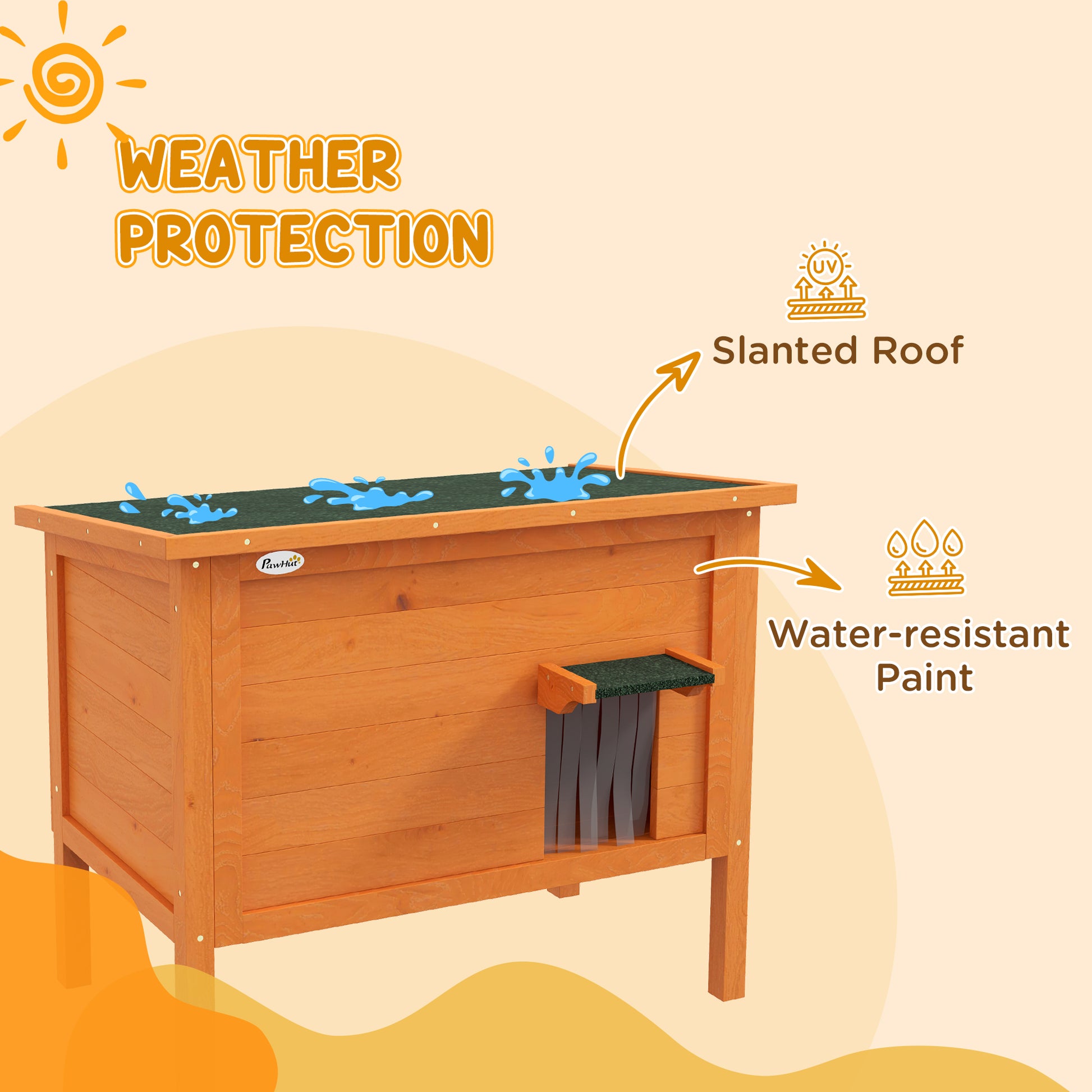 Outdoor Insulated Cat House with Asphalt Roof, Removable Floor, for Cats, Small Animals