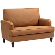 Modern Accent Chair, Leathaire Armchair with Turned Legs and Wide Seat, Comfy Chair for Living Room, Brown
