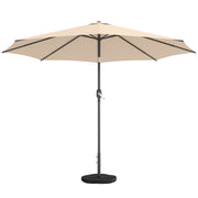 10' x 10' Round Market Umbrella with Base and Sandbag, Patio Umbrella with Crank Handle and Tilt, Khaki