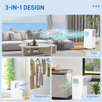 8000 BTU Portable Air Conditioner and Tower Fan Set, 344 Sq. Ft., 3-in-1 Portable AC Unit and Floor Fan with Timer On/off, Remote, Window Kits, White