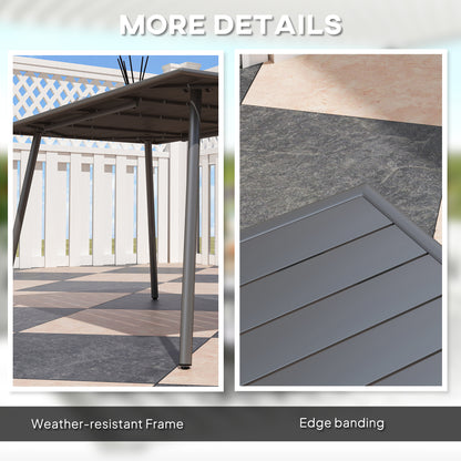 Rectangle Patio Dining Table for 6 Person, Metal Steel Slat Outdoor Table, for Lawn, Garden, 59" x 31.5" x 29", Grey