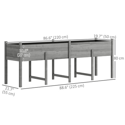 Wooden Raised Garden Bed Planter, Large Elevated Planter Box with Legs, Bed Liner and Drain Holes, Grey