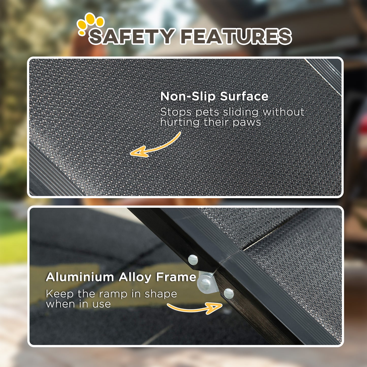 Folding Pet Ramp, 62 Inch Lightweight Portable Dog Ramp for Extra Large Dogs, Non-Slip Surface for Cars, Trucks and SUVs, Black