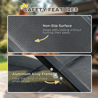 Folding Pet Ramp, 62 Inch Lightweight Portable Dog Ramp for Extra Large Dogs, Non-Slip Surface for Cars, Trucks and SUVs, Black