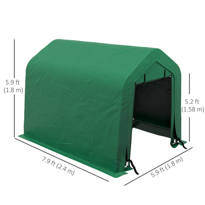 8' x 6' Carport with Sidewalls and Roll-up Door, Outdoor Storage Shelter for Motorcycle and Car, Green