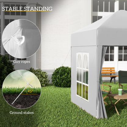 6.6'x6.6' Pop Up Canopy Tent with Sidewalls, Instant Sun Shelter Camping Gazebo with Carry Bag, White