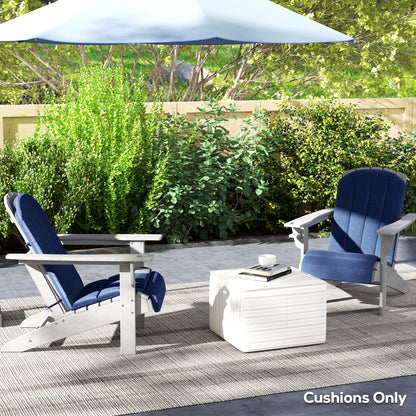 Set of 2 Patio Chair Cushions, High Back Adirondack Chair Cushion with Ties, High-Density Foam, Navy Blue