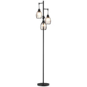 Industrial Floor Lamp with 3 Hanging Wire Lampshades, Dimmable Standing Lamp for Living Room, Bedroom, Dining Room, Study, Black