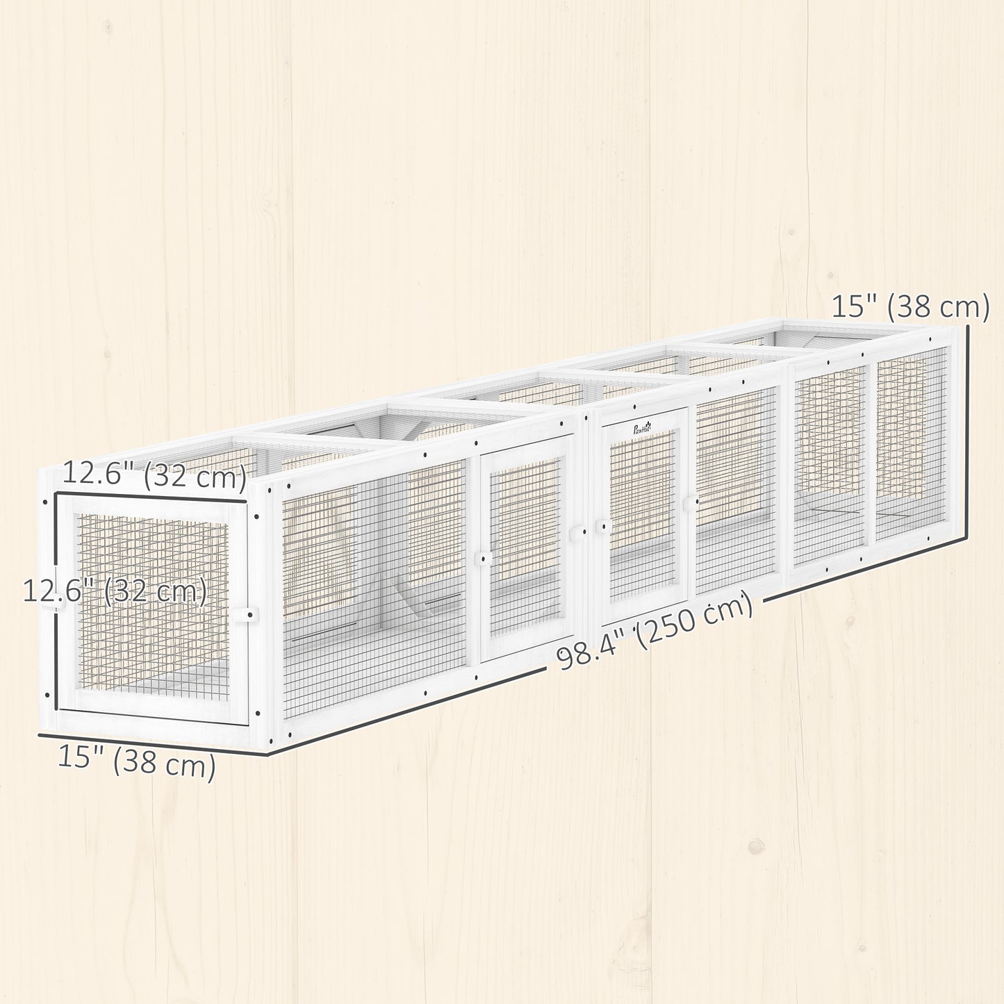 Cat Tunnel, Outdoor Cat Enclosure with Combinable Design, 8 Doors, 98" Kitty Toys for House, Window, Cage, White
