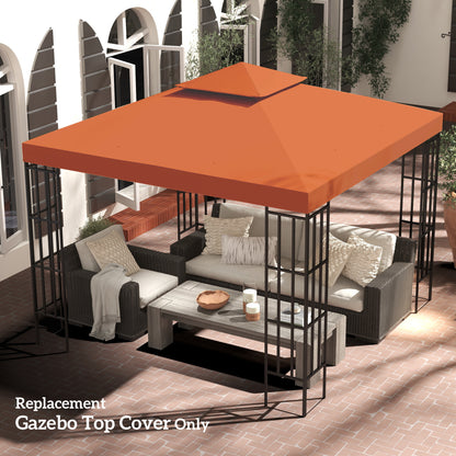 10' x 10' Square 2-Tier Gazebo Canopy Replacement Top Cover Outdoor Garden Sun Shade, Orange