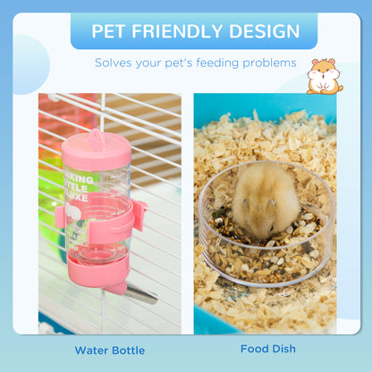 23" Large Hamster Cage, Small Animal House, 5-Level Gerbil Haven, Tunnel Tube System, with Water Bottle, Exercise Wheel, Food Dish, Ramps, 2 Doors, Light Blue