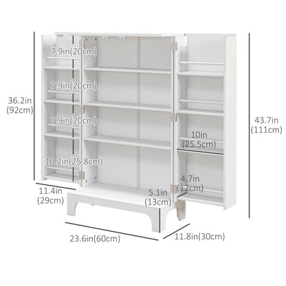 44" Storage Cabinet, 2-Door Kitchen Pantry Cabinet with 4-tier Shelving, 8 Spice Racks and Adjustable Shelves