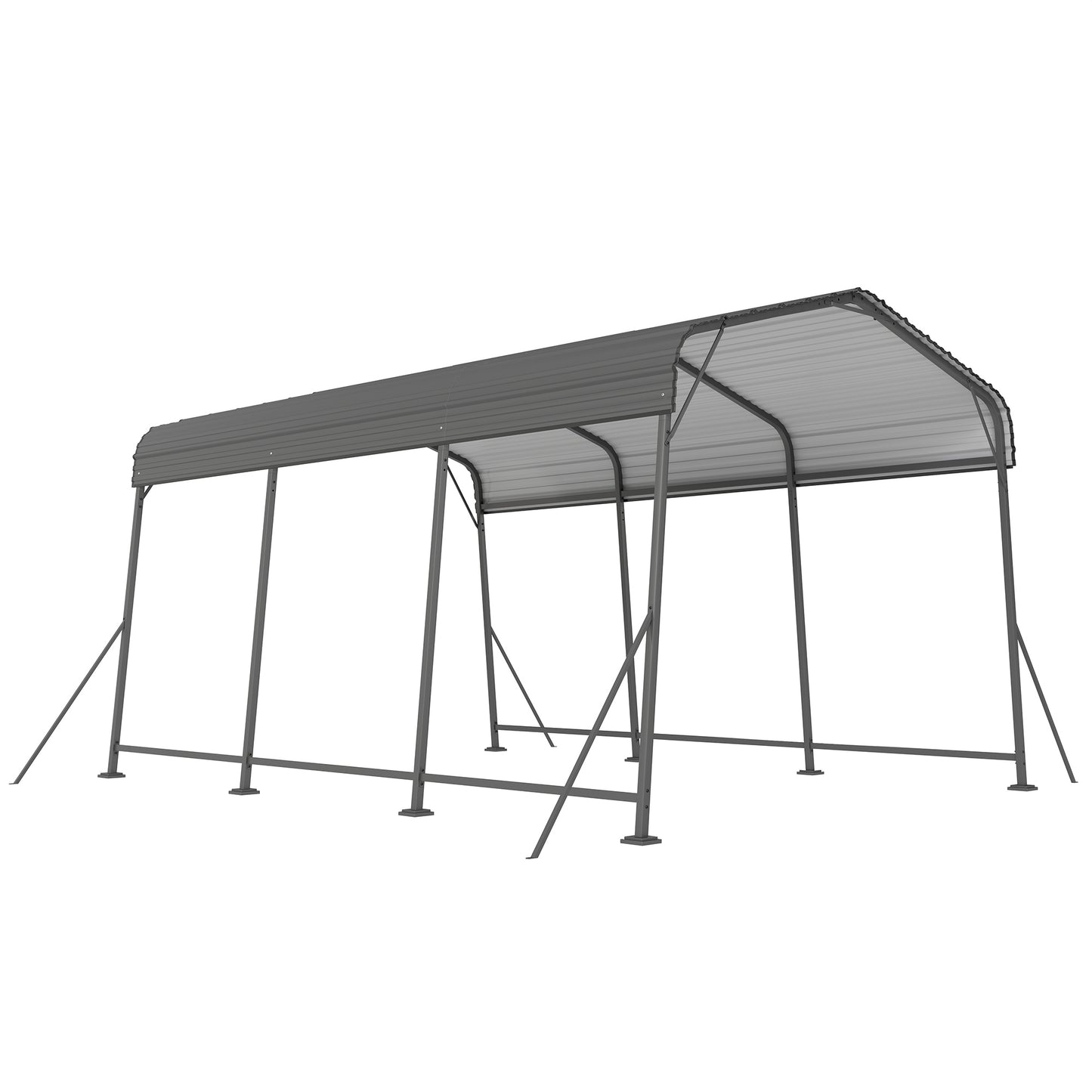 11 x 15FT Metal Carport, Heavy-Duty Carport Canopy with Reinforced Frame & Galvanized Steel Roof, Dark Grey