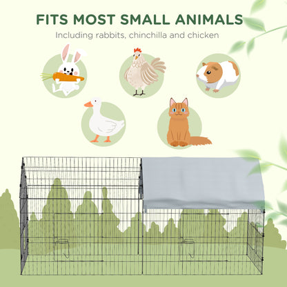 87" Small Animal Cage with Roof, Indoor/Outdoor Use, for Chicken, Rabbits, Chinchillas, Silver
