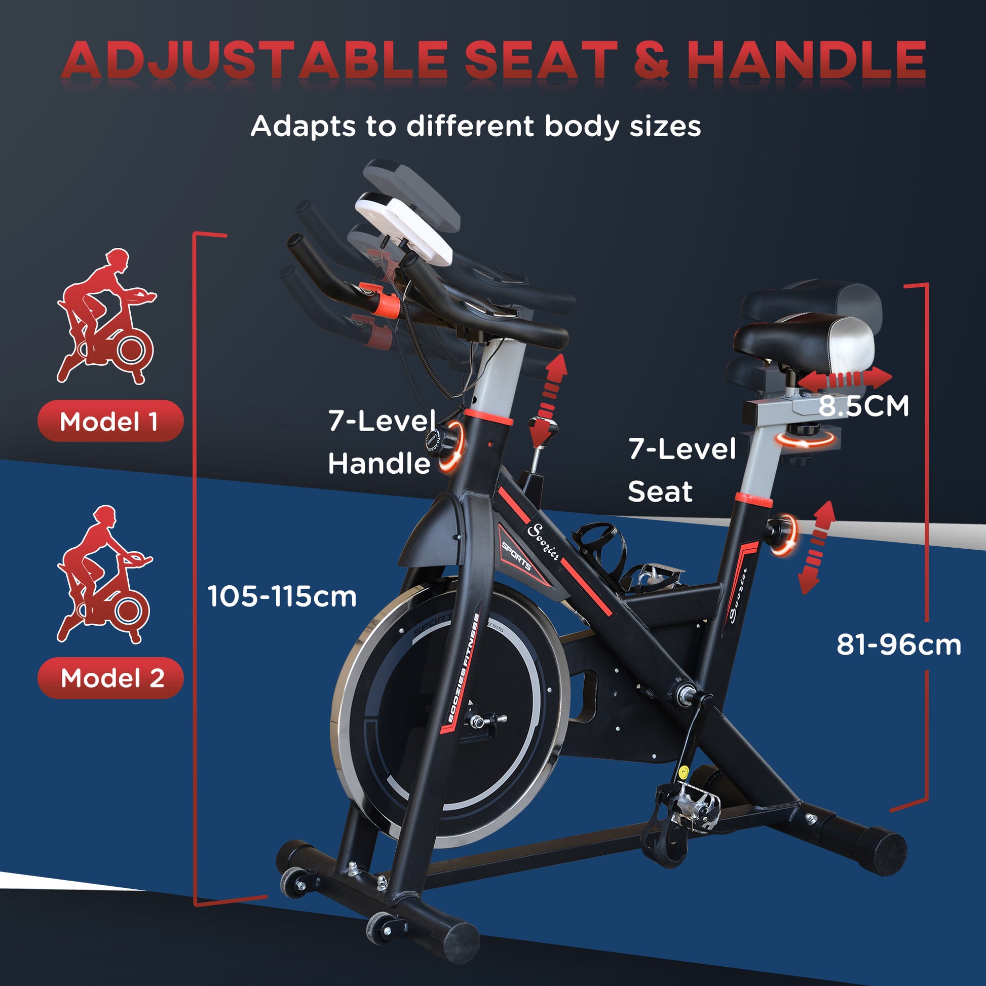 Soozier Upright Stationary Exercise Bike, Cardio Workout Training Bicycle w/ Adjustable Resistance LCD Monitor, Black