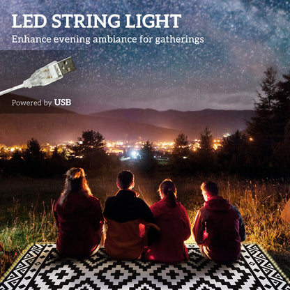 Outdoor Rug Carpet Reversible Plastic Straw Rug with LED Lights 12' x 9'