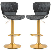 Counter Height Bar Stools Set of 2, Adjustable Height Bar Chairs with Swivel Seat, PU Leather Upholstery