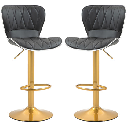 Counter Height Bar Stools Set of 2, Adjustable Height Bar Chairs with Swivel Seat, PU Leather Upholstery