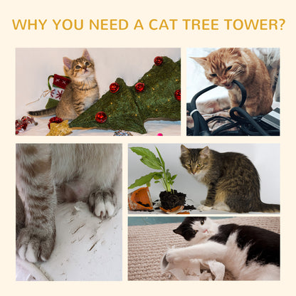 94"-102" Floor to Ceiling Cat Tree, High Cat Condo Scratching Post Activity Center, Multi-Level Play House