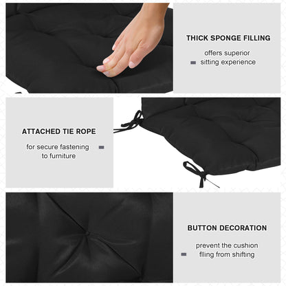 Patio Chair Cushions Set of 2, 39" x 20" x 3" Outdoor Tufted Cushion Set with Ties for Indoor Outdoor Garden Furniture, Black