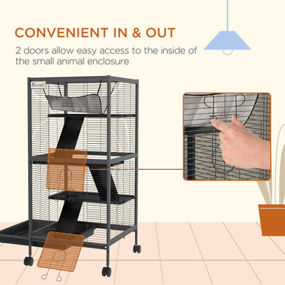 Steel Small Animal Cage for Guinea Pig, Ferret, Chinchilla, Kitten and Rabbit, Black