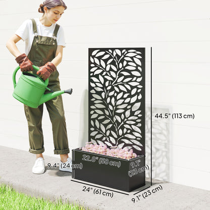 Metal Raised Garden Bed with Privacy Panel, Freestanding or Wall Mounted Outdoor Planter Box for Garden, Patio