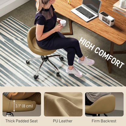 Salon Stool, Adjustable Rolling Stool, Light Brown