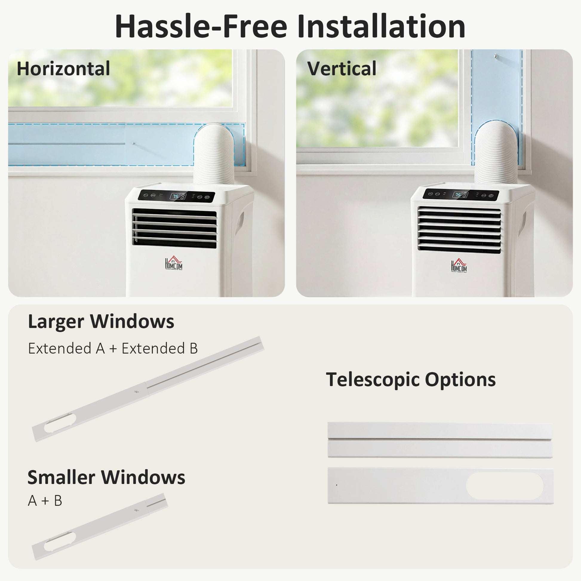 10,000BTU Mobile Portable Air Conditioner with Cooling, Dehumidifier, 2 Speed Fans, 24-Hour Timer for Bedroom, White