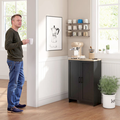 Modern Storage Cabinet with Doors and Adjustable Shelf for Kitchen, Living room, 23.6" x 11.8" x 35.4", Black