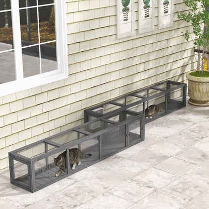 79" Long Cat Tunnel, Cat shelter L- Shape with Extendable Design, Cat Enclosure for Indoor/Outdoor Use, Lead Grey