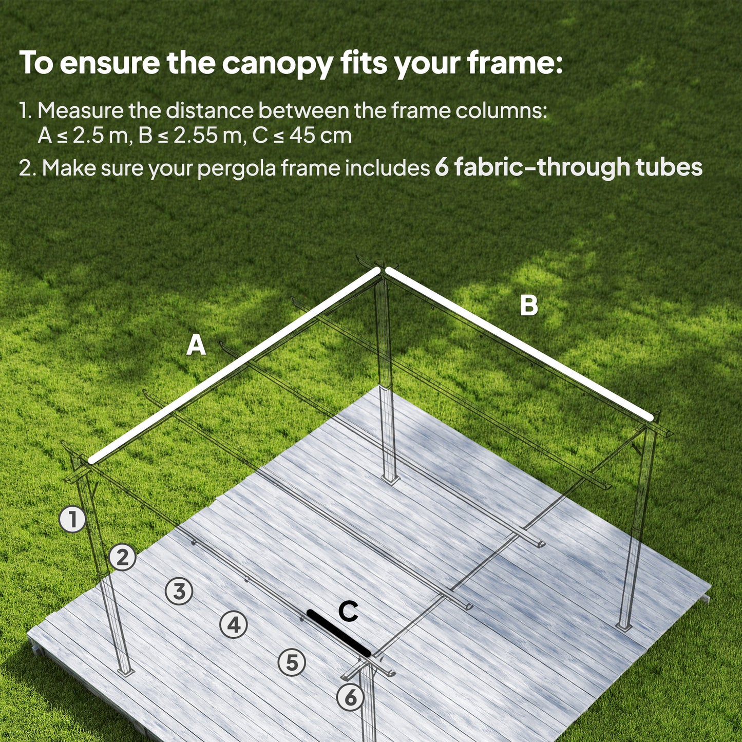 8.2' x 8.4' Retractable Pergola Canopy Replacement for 10' x 10' Frame, Pergola Cover Replacement (Cover Top Only), Tan