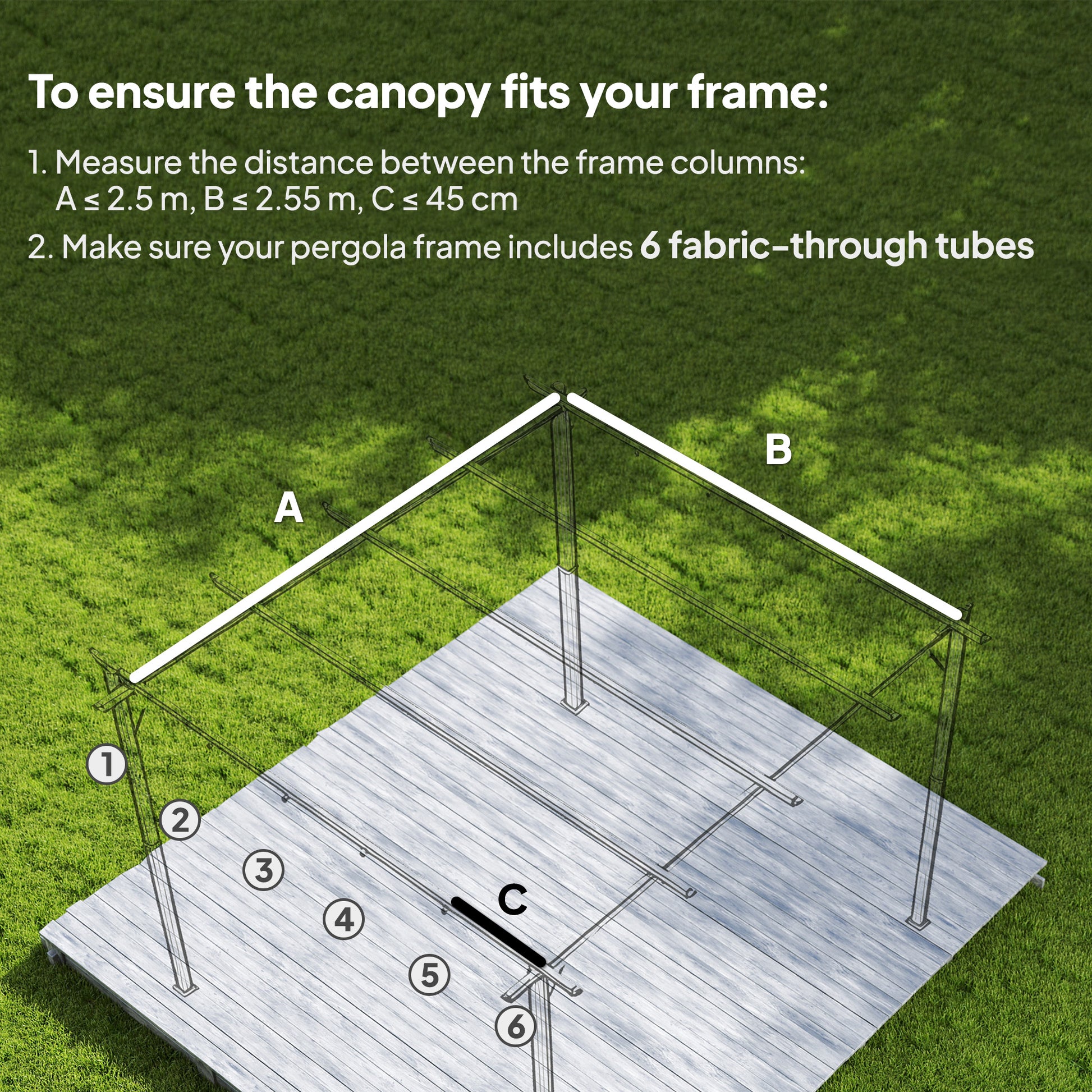 8.2' x 8.4' Retractable Pergola Canopy Replacement for 10' x 10' Frame, Pergola Cover Replacement (Cover Top Only), Tan