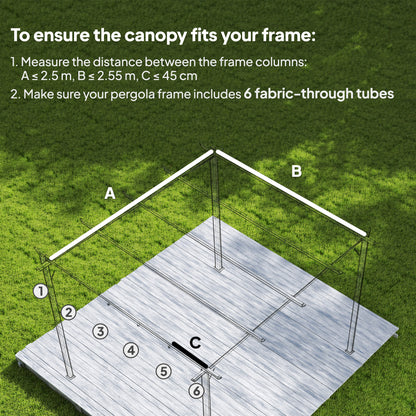 8.2' x 8.4' Retractable Pergola Canopy Replacement for 10' x 10' Frame, Pergola Cover Replacement (Cover Top Only), Tan