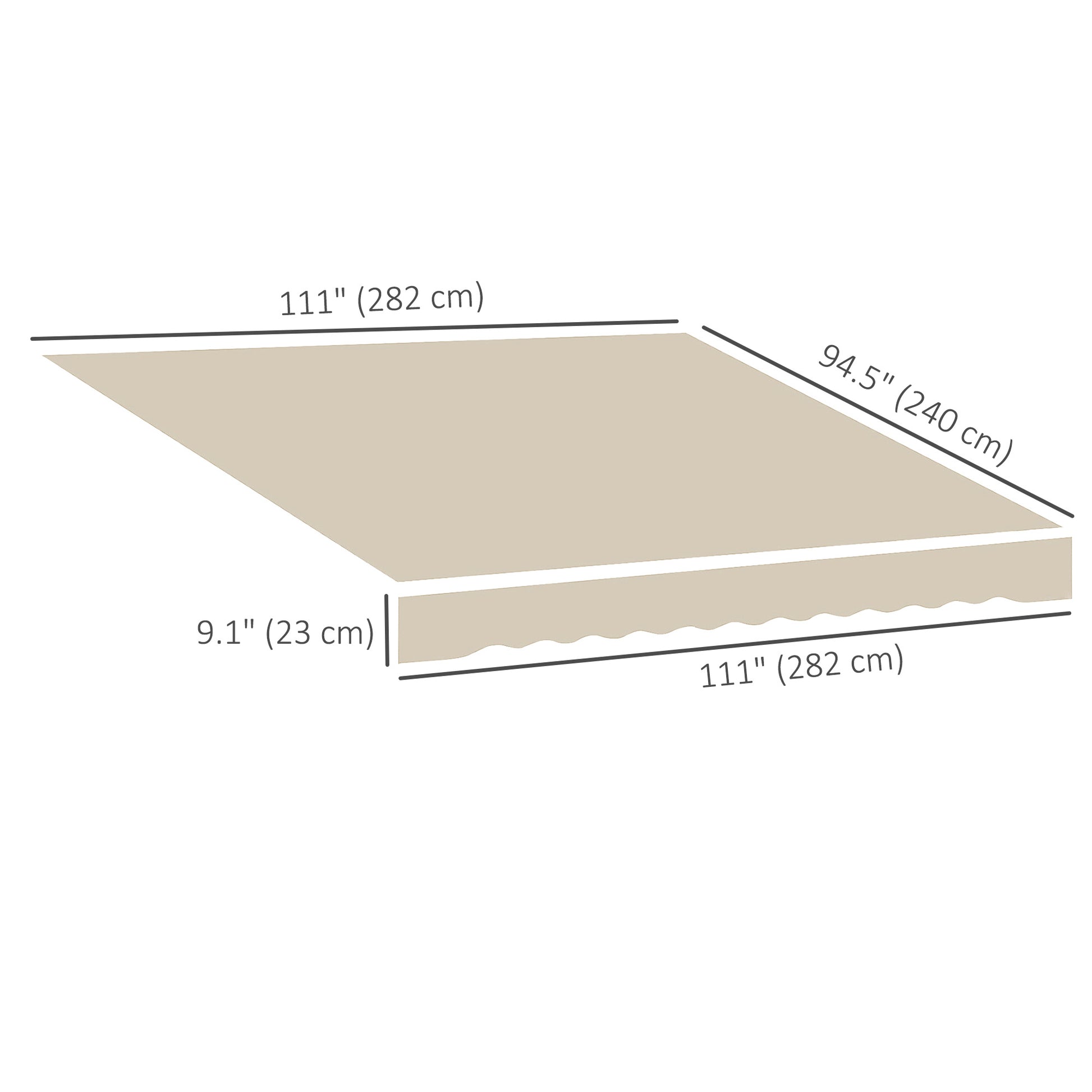 9' x 8' Outdoor Sunshade Canopy Awning Cover, Retractable Awning Fabric Replacement, UV Protection, Beige