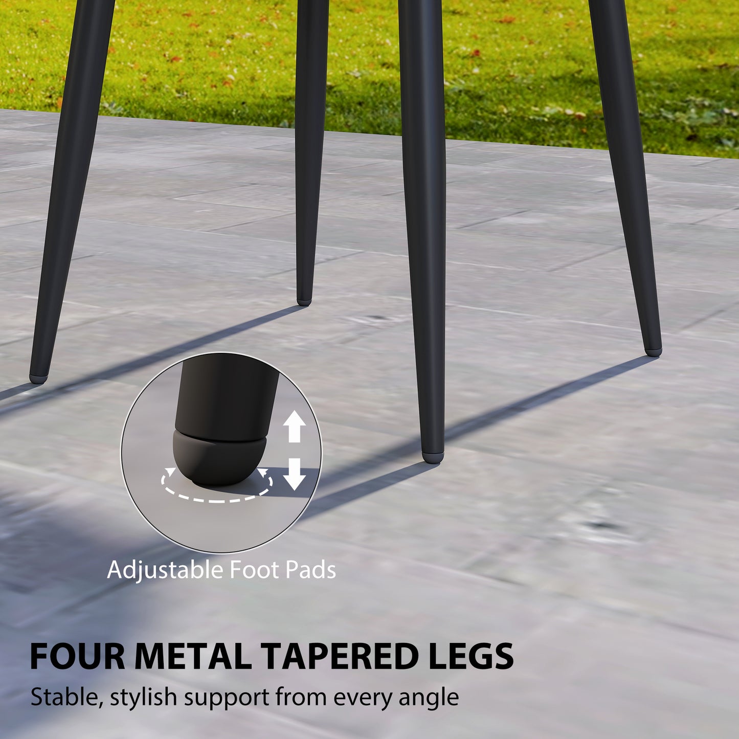 19.5" Round Patio Table, Small Outdoor Patio Coffee Side End Table with Plastic Tray-Style Top, Metal Legs, Black