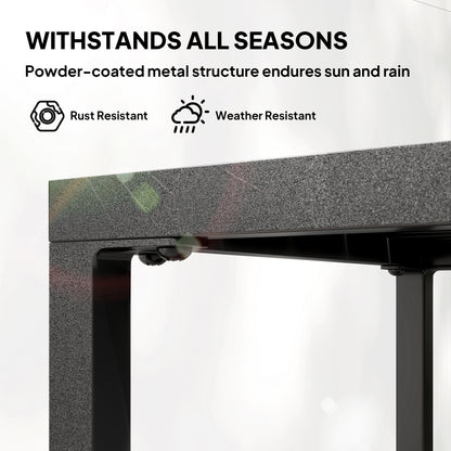 Outdoor Coffee Table 2-Tier Patio Coffee Table with Storage Shelf, Adjustable Feet for Garden Balcony Poolside Black