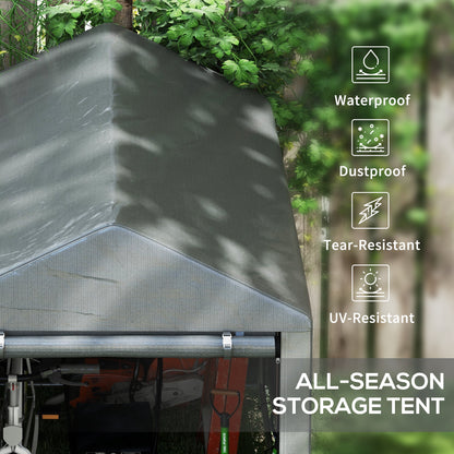 4 x 6ft Outdoor Storage Shed Tent, Portable Shed with Roll-up Door for Motorcycle, Bike, Garden Tools