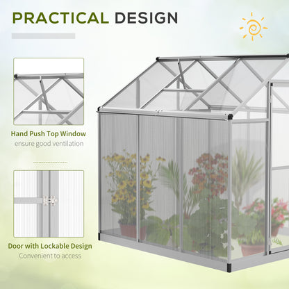 6' x 6' x 6.4' Walk-in Garden Greenhouse Polycarbonate Panels Plants Flower Growth Shed Cold Frame Outdoor Portable Warm House