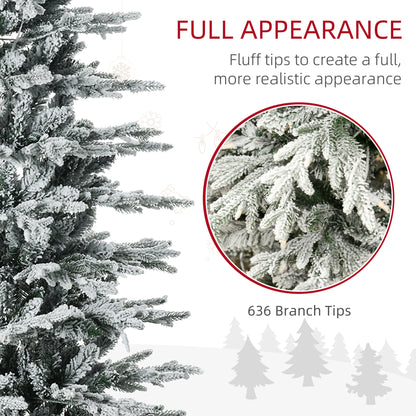 6' Pre Lit Arctic Fir Artificial Flocked Christmas Trees, with Snow Branches, Warm White UL Listed Clear Lights