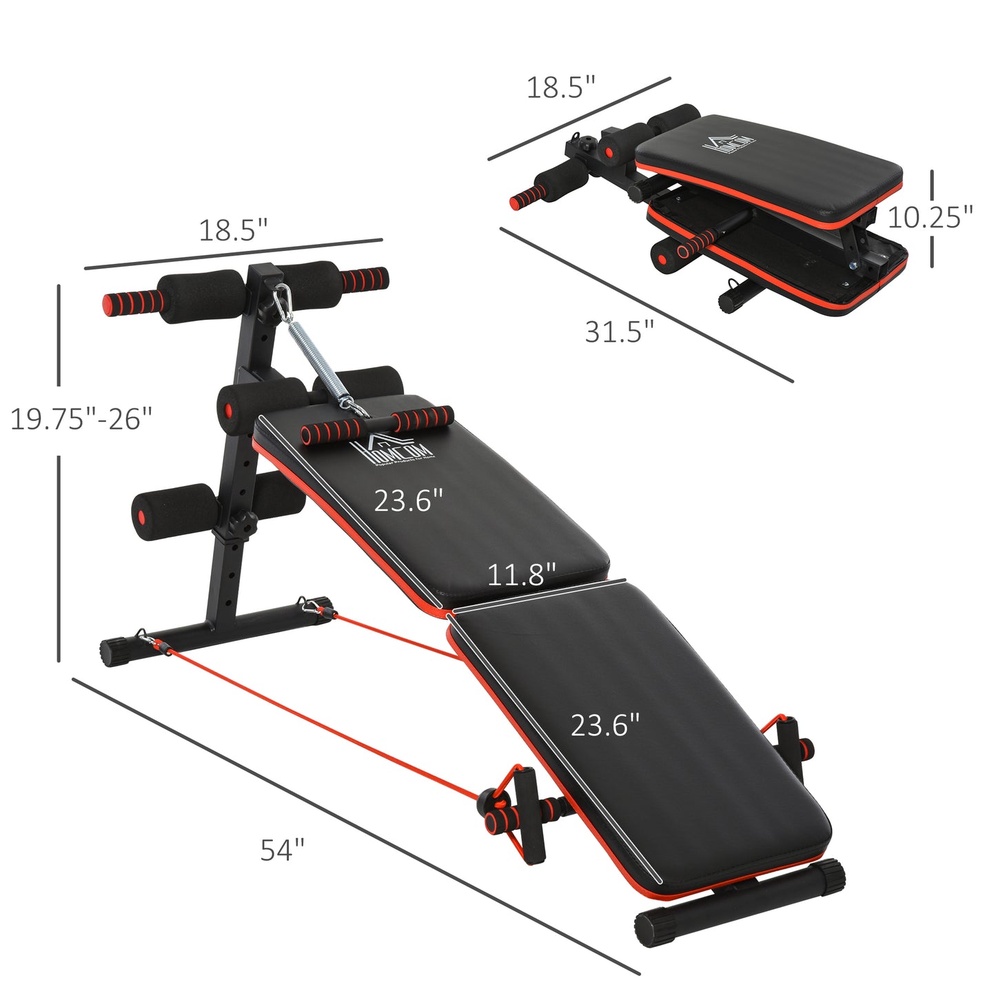 Soozier Foldable Sit Up Bench Core Workout for Home Gym Black