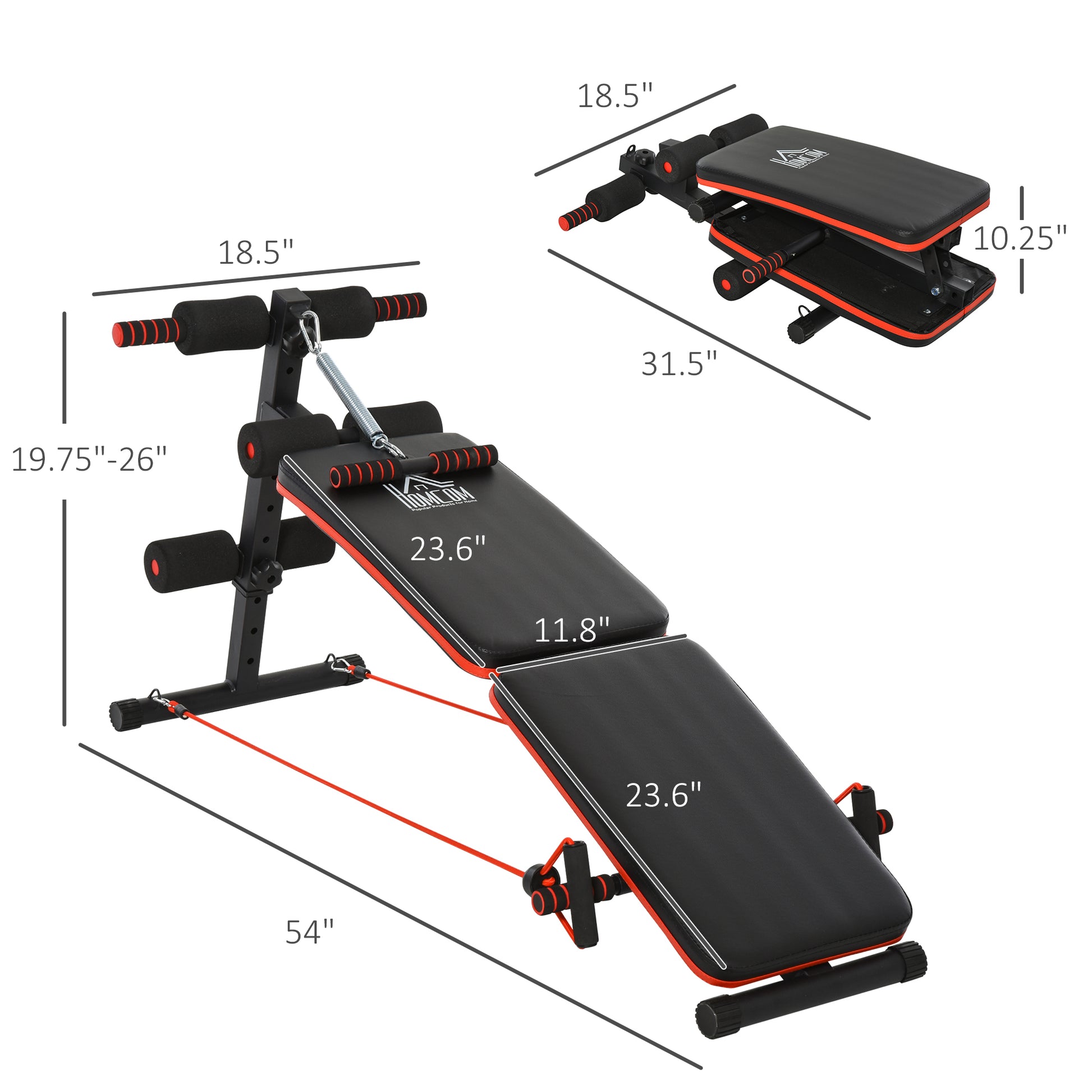 Soozier Foldable Sit Up Bench Core Workout for Home Gym Black